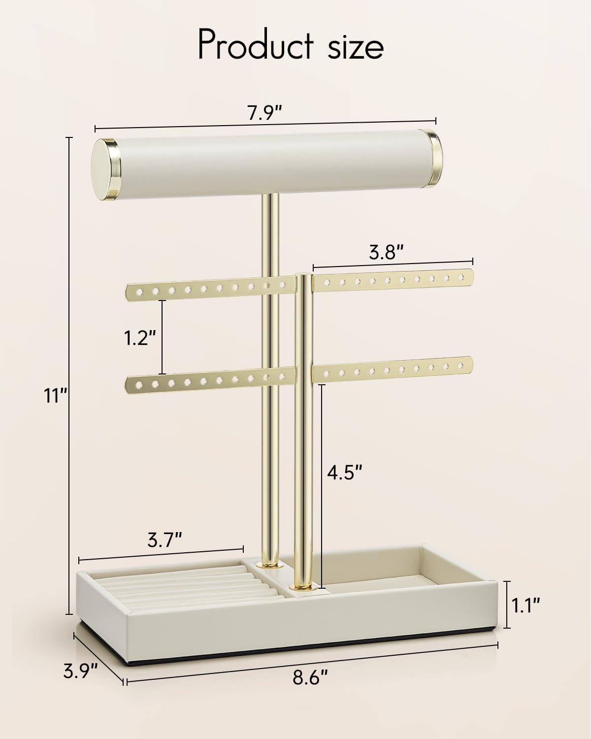 VLANDO Biluo Jewelry Stand Everyday Keepsake 2‑Tier Jewelry Holder Organizer with Tray