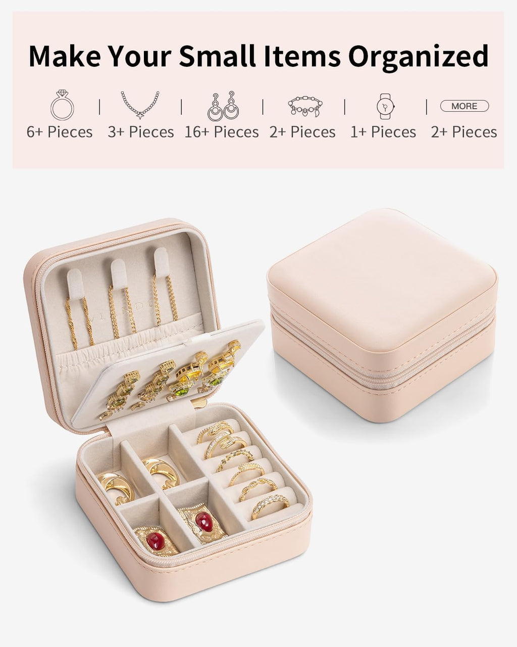 VLANDO Macaron‑Ear Stud Plate Macaron Regular – Small Portable Travel Jewelry Box Organizer