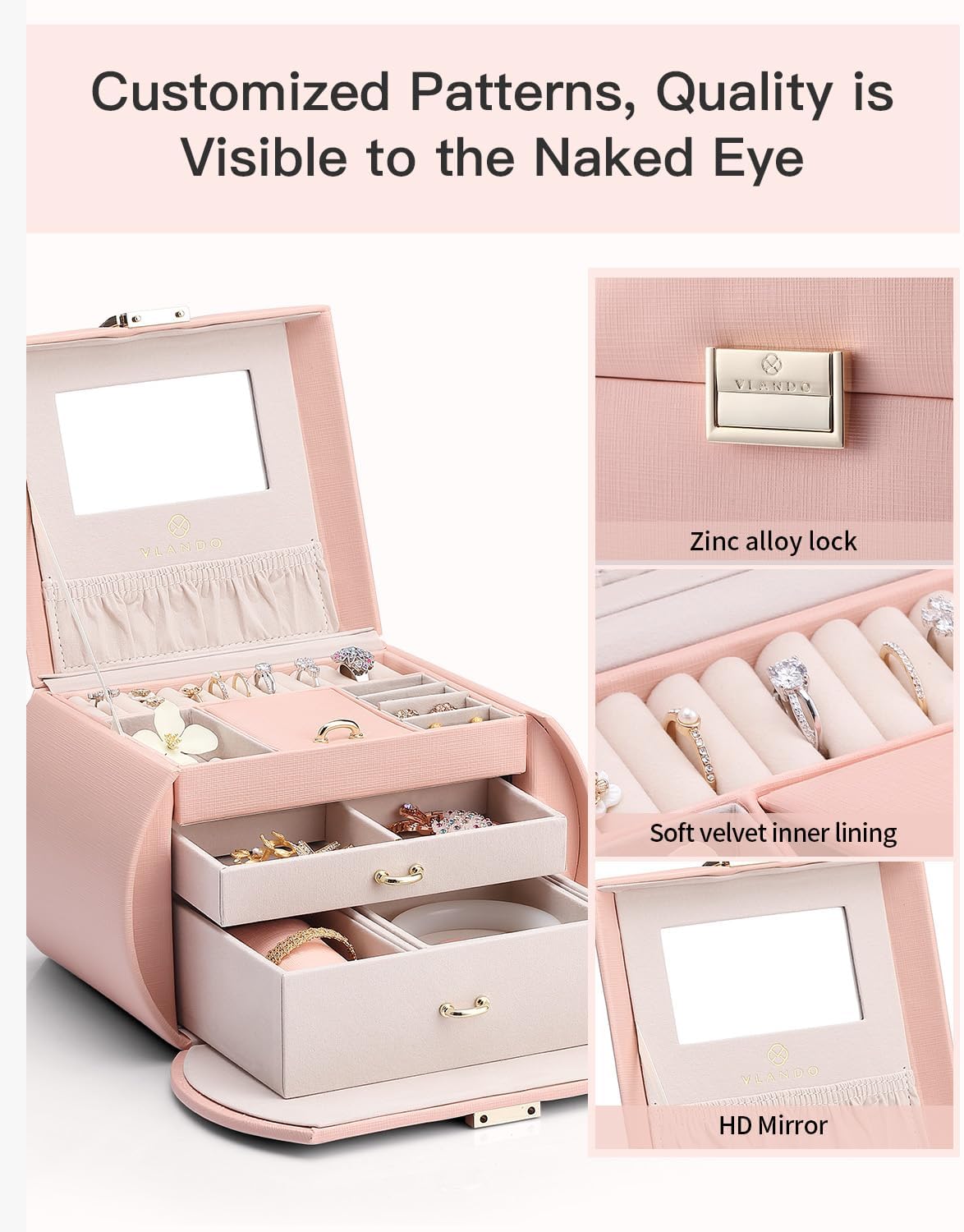 VLANDO Luna Half‑moon Princess Style Girl Jewelry Box