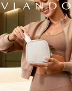 VLANDO Travel Ritual waterproof travel makeup bag, styled home storage scene