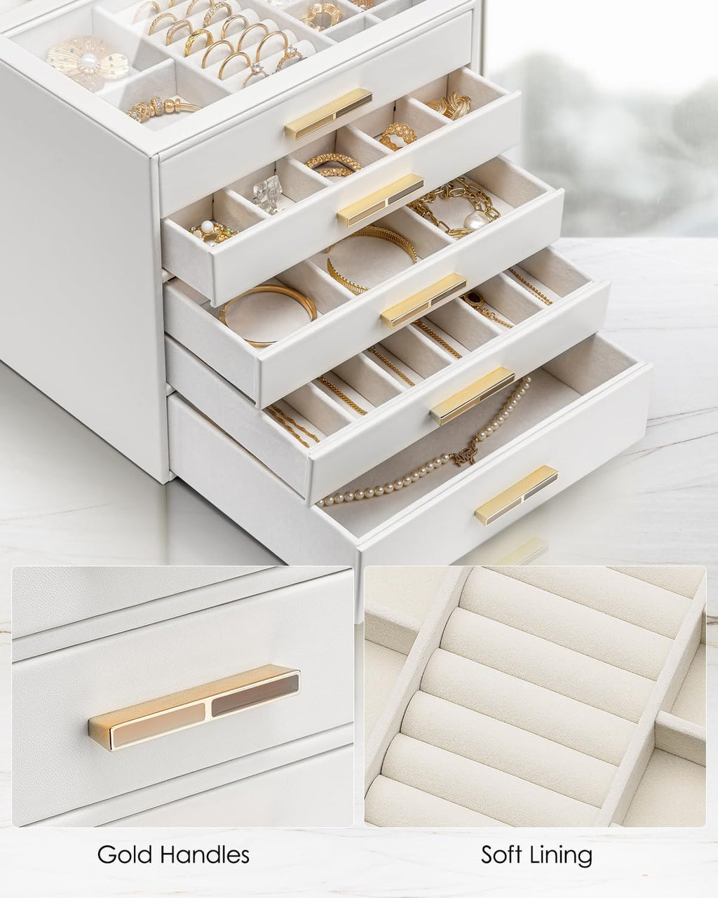 5-Layer Jewelry Box | Roomy Drawer Storage | VLANDO