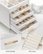 VLANDO Quiet Luxe 5-Layer Glass Lid Jewelry Box Organizer