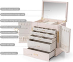 VLANDO Quiet Luxe 6-Layer Large Jewelry Box & Organizer with Mirror