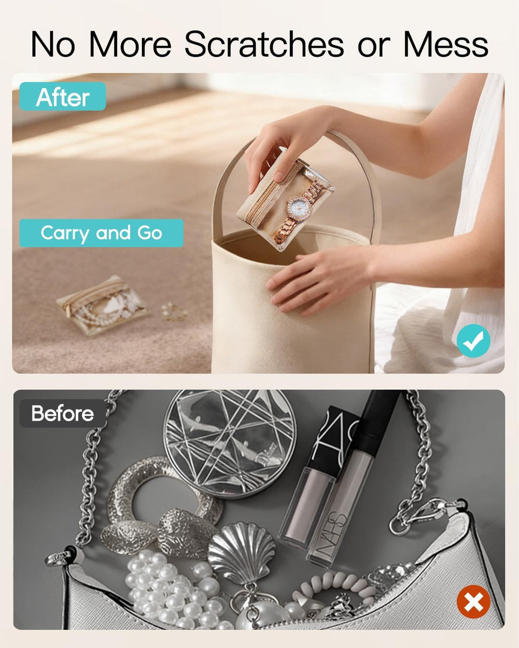 VLANDO Travel Ritua-Maidenhood Faux Leather Jewelry Organizer with 12 Visible Pouches,Portable Jewelry Storage