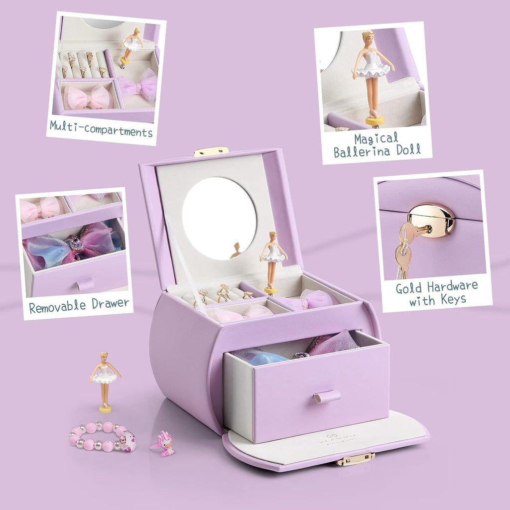 VLANDO Ballerina Musical Jewelry Box Girls Gift Musical Box