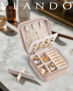 VLANDO Macaron‑Ear Stud Plate Macaron Regular – Small Portable Travel Jewelry Box Organizer