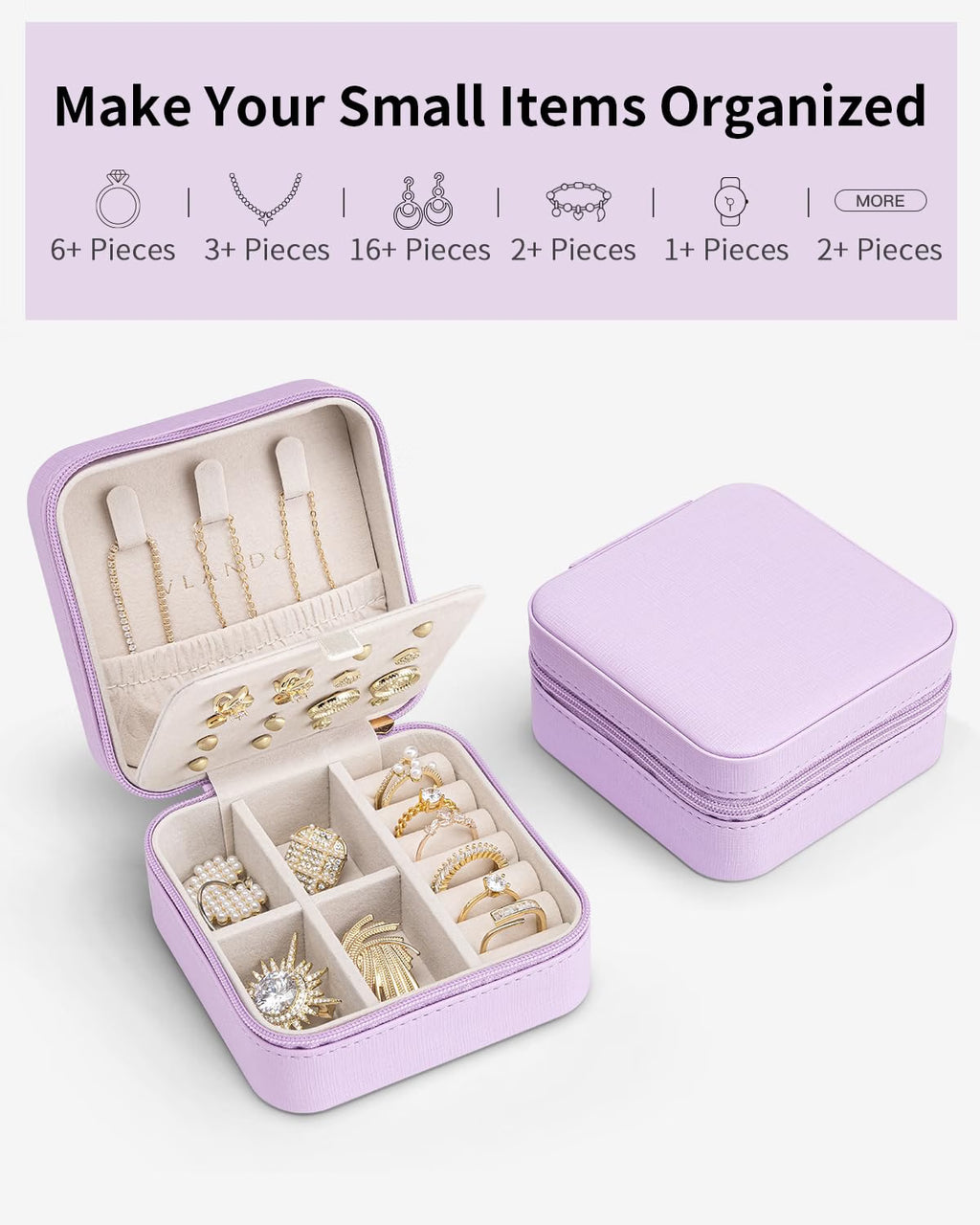 VLANDO Macaron‑Ear Stud Plate Macaron Regular – Small Portable Travel Jewelry Box Organizer