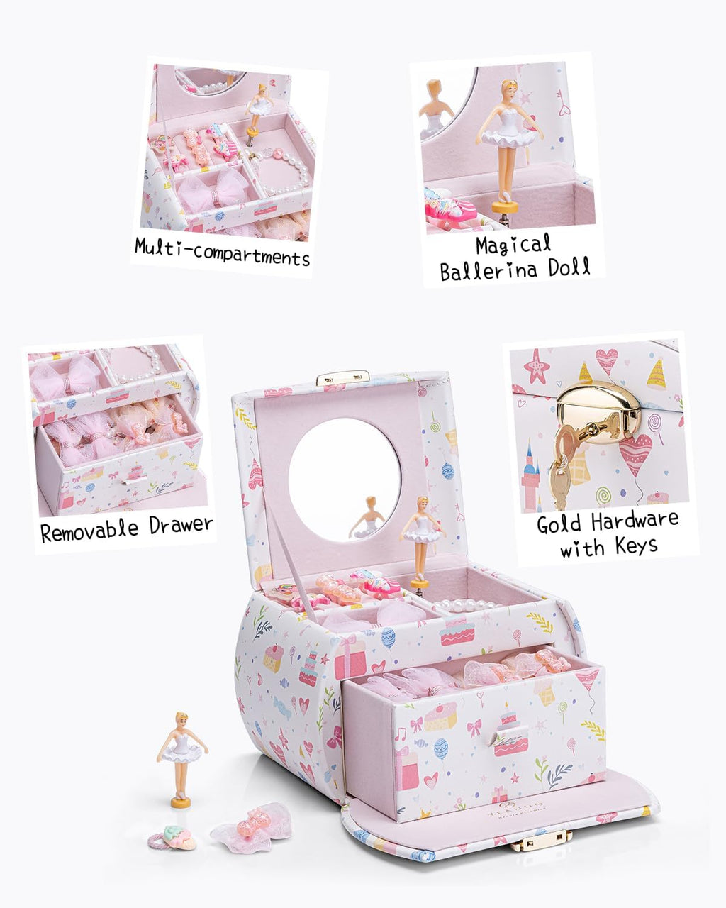 VLANDO Ballerina Musical Jewelry Box Girls Gift Musical Box
