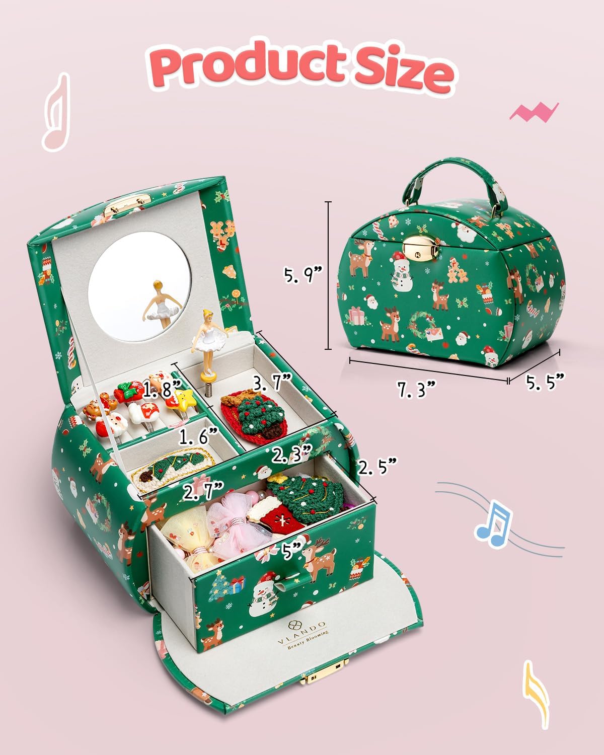 VLANDO Ballerina Musical Jewelry Box Girls Gift Musical Box