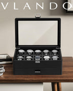 VLANDO lockable watch box, jewelry organization overview for organized storage