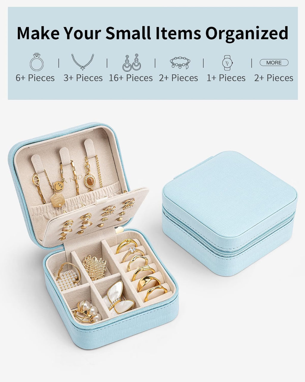 VLANDO Macaron‑Ear Stud Plate Macaron Regular – Small Portable Travel Jewelry Box Organizer