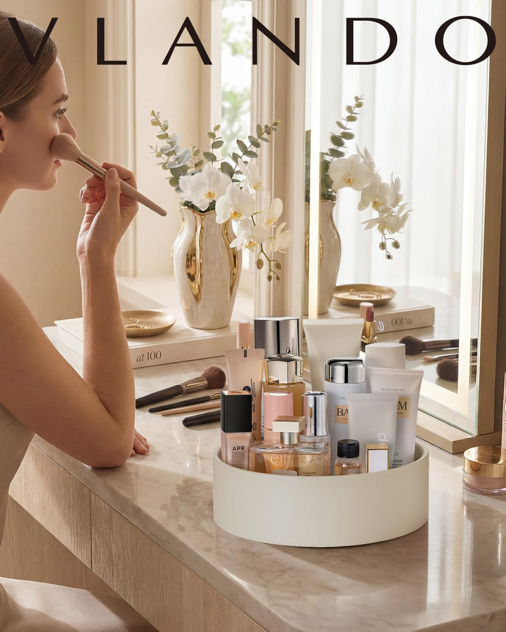 VLANDO 360° Rotating PU Leather Perfume & Makeup Organizer