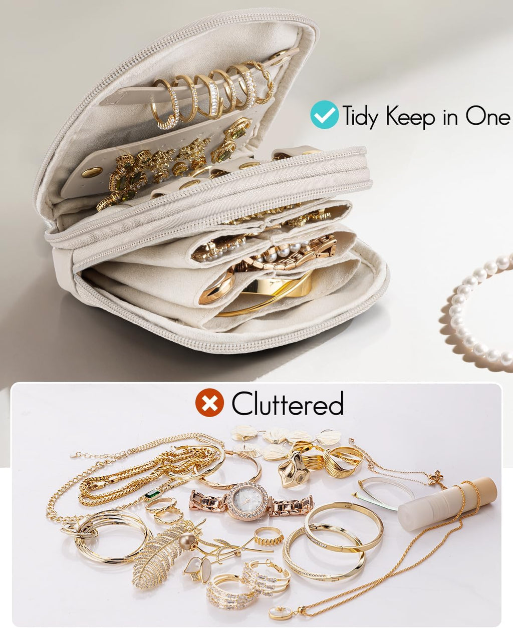 Vlando 2-Layer Travel Jewelry Organizer