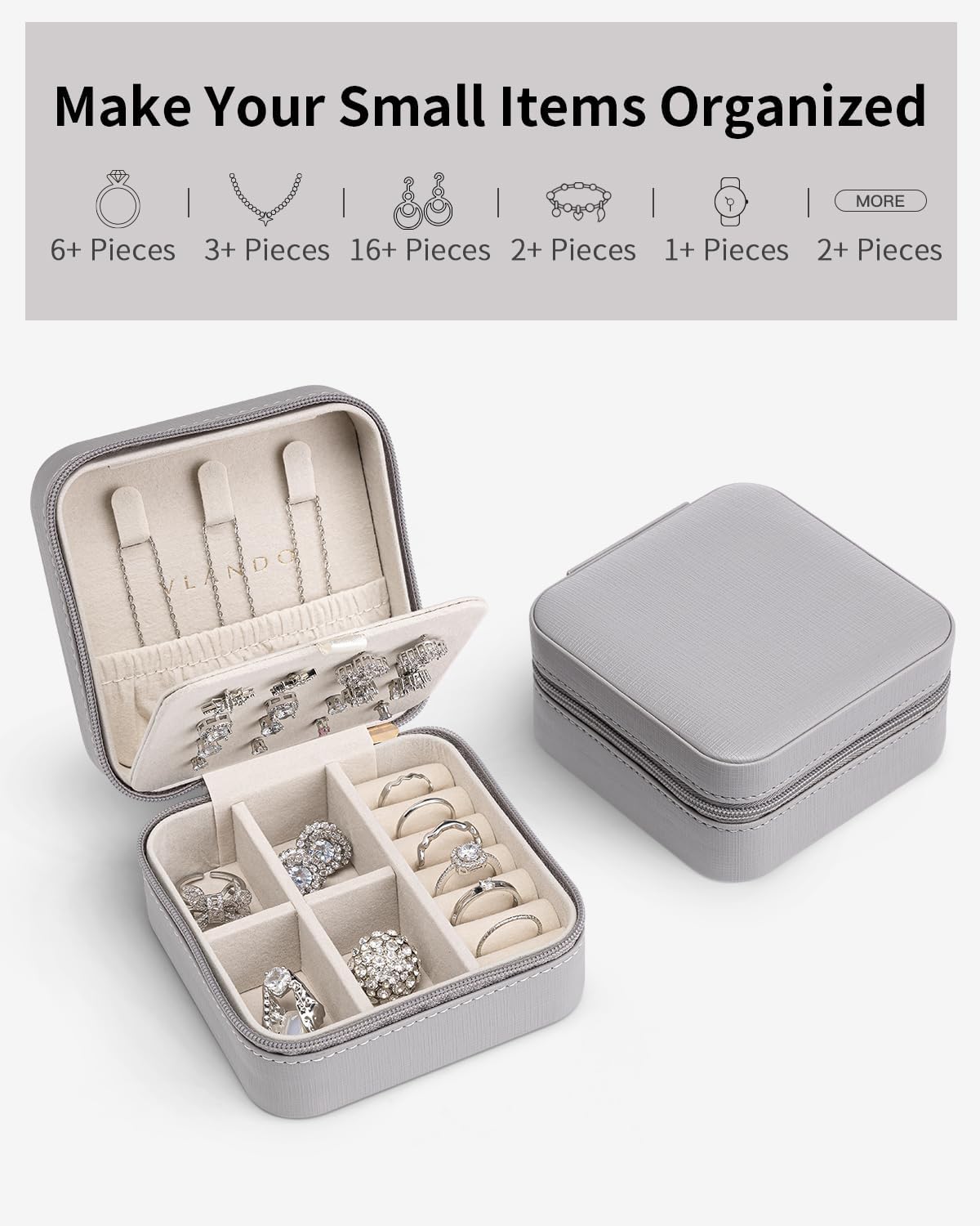 VLANDO Macaron‑Ear Stud Plate Macaron Regular – Small Portable Travel Jewelry Box Organizer