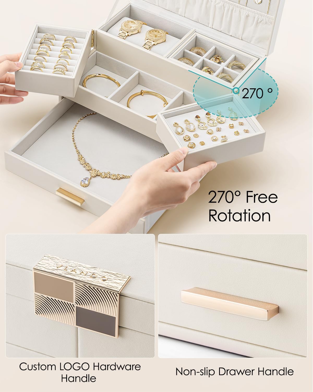 VLANDO Quiet Luxe jewelry box organizer, jewelry organization overview
