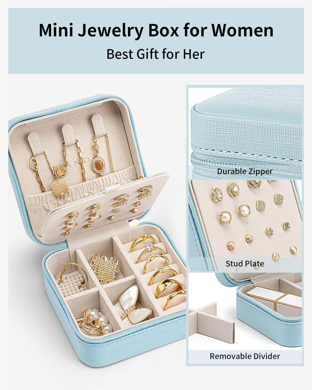 VLANDO Macaron‑Ear Stud Plate Macaron Regular – Small Portable Travel Jewelry Box Organizer