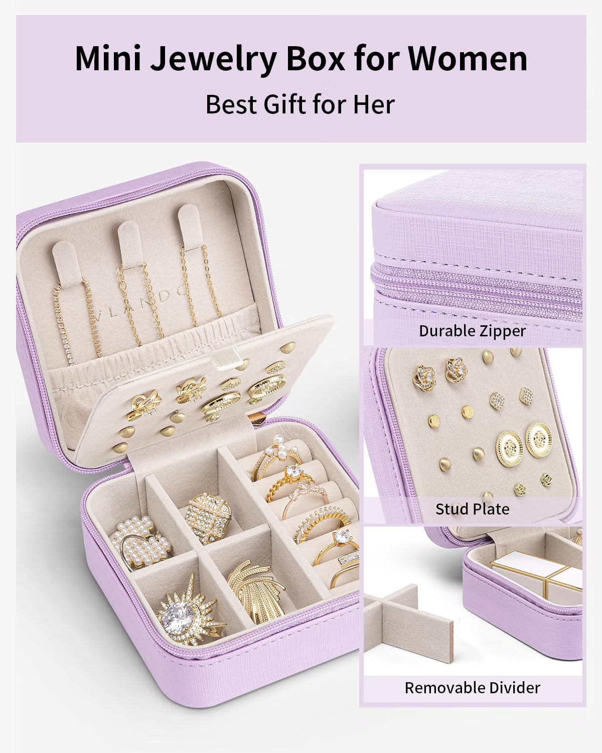 VLANDO Macaron‑Ear Stud Plate Macaron Regular – Small Portable Travel Jewelry Box Organizer