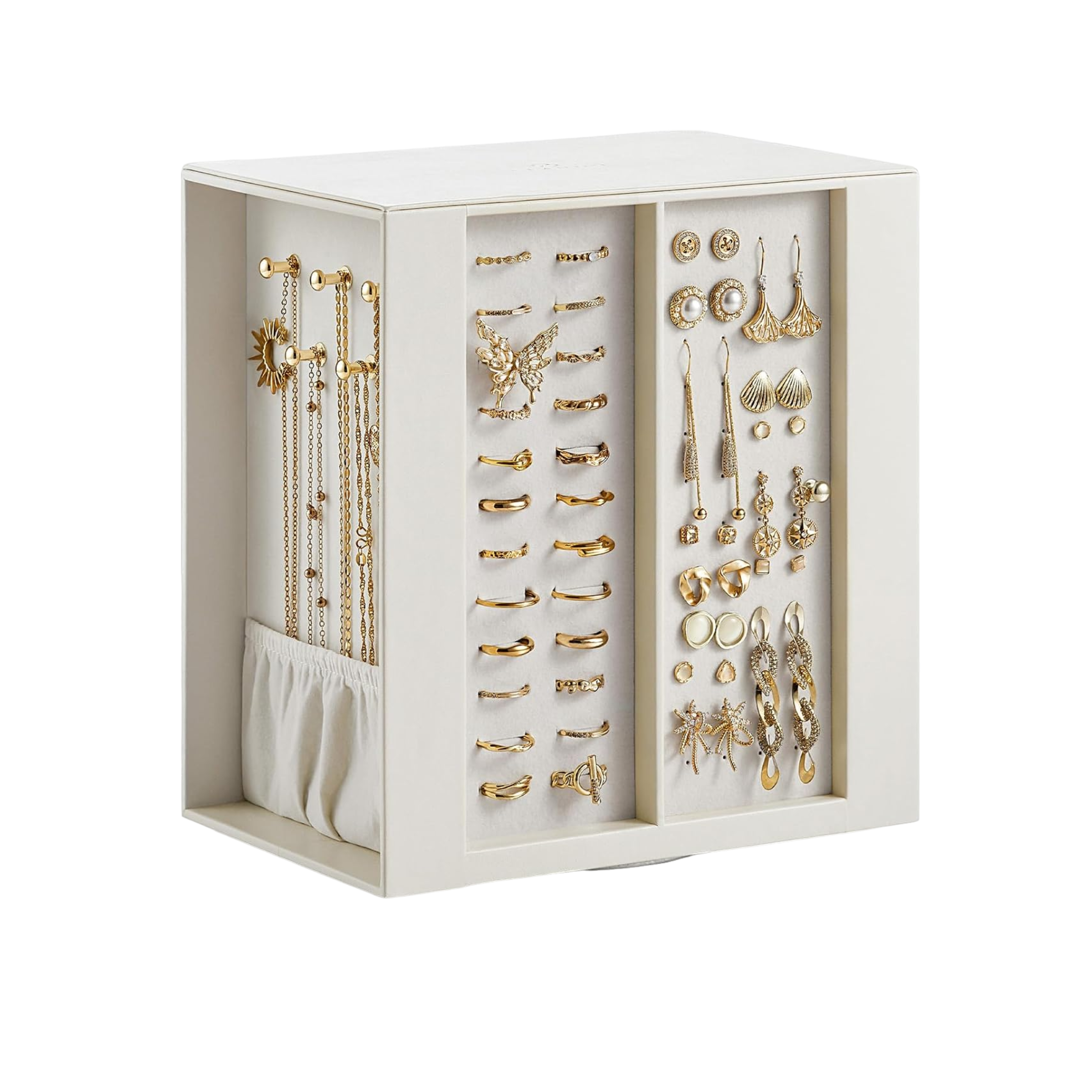 VLANDO Rotating Jewelry Box – Quiet Luxe 360° Large Jewelry Organizer with 5 Drawers