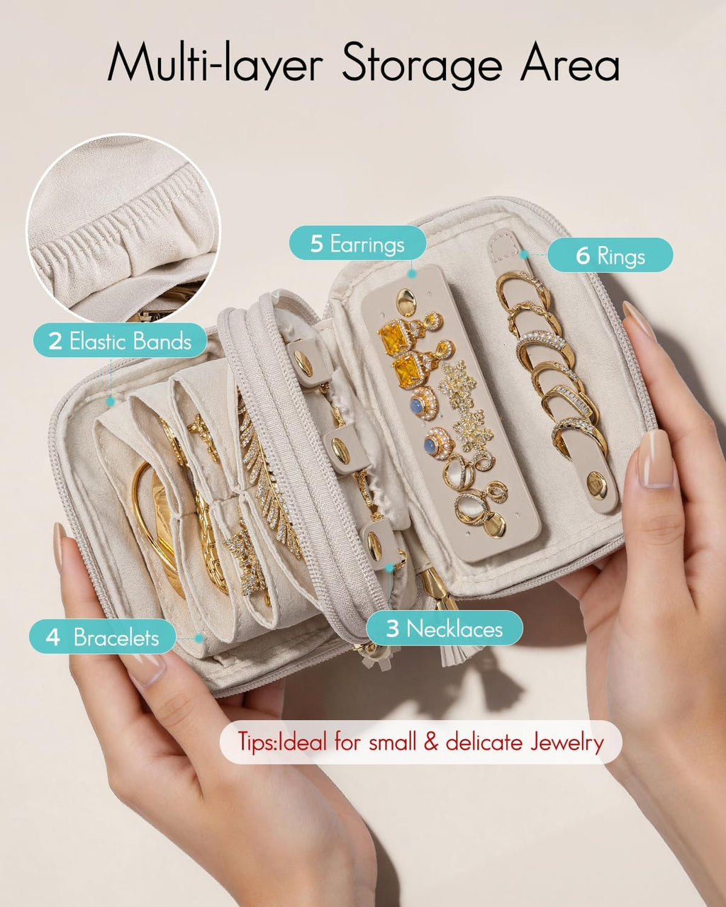 Vlando 2-Layer Travel Jewelry Organizer