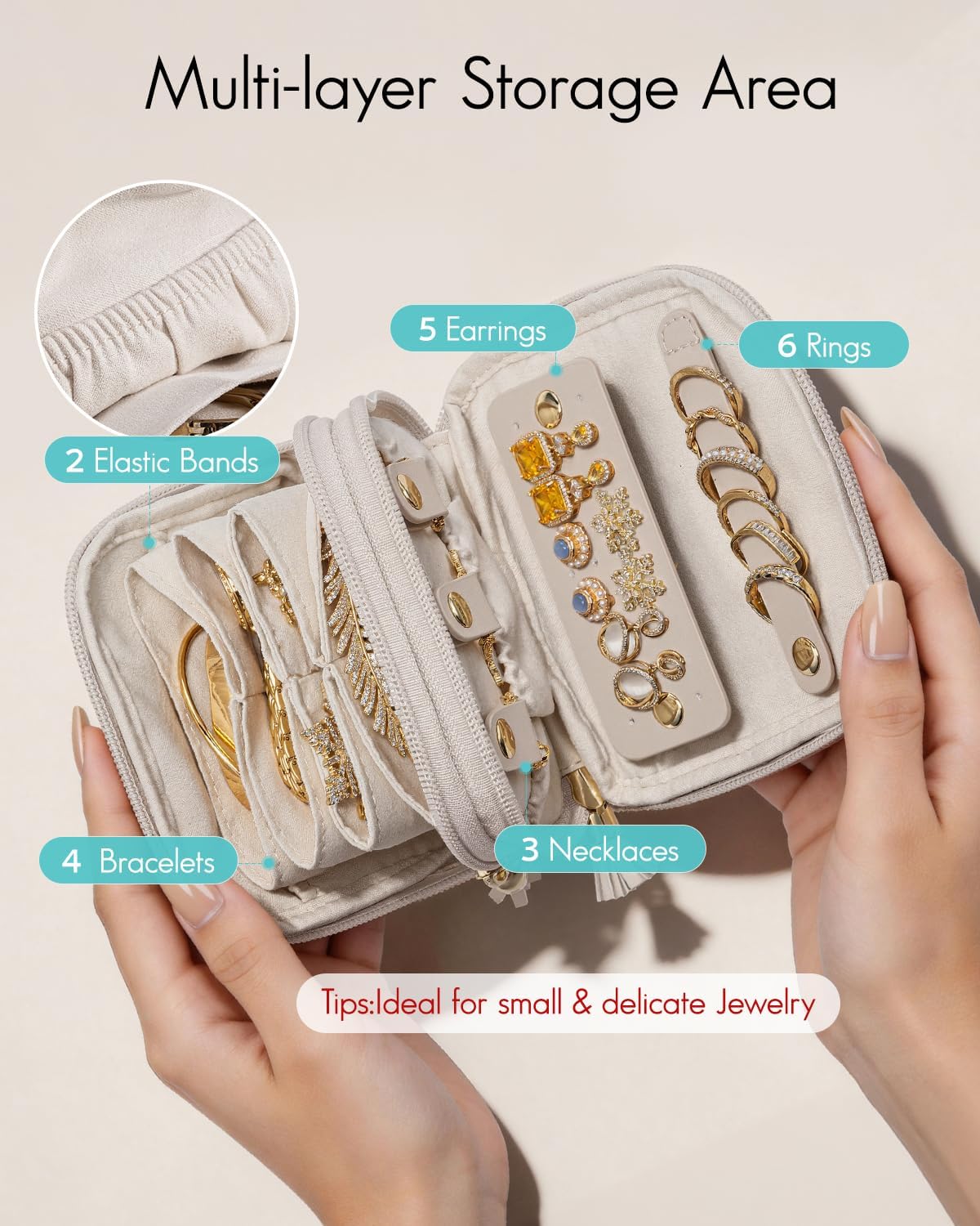 Vlando 2-Layer Travel Jewelry Organizer