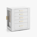 VLANDO Quiet Luxe 360° Rotating Jewelry Box with 5 Drawers,,Large Jewelry Organizer with 2 Glass Window