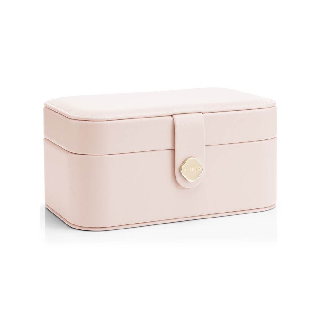VLANDO Music Box, Travel Jewelry Case, 2‑Layer Jewelry & Earring Box Organizer