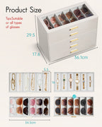 VLANDO Glasses Case 5-Layer, 30-Slot Sunglasses Organizer CasewithClear Lid & 5 Drawers