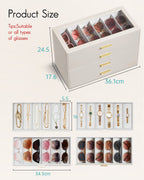 VLANDO Glasses Case 4-Layer, 24-Slot Sunglasses Organizer Casewith Clear Lid & 4 Drawers