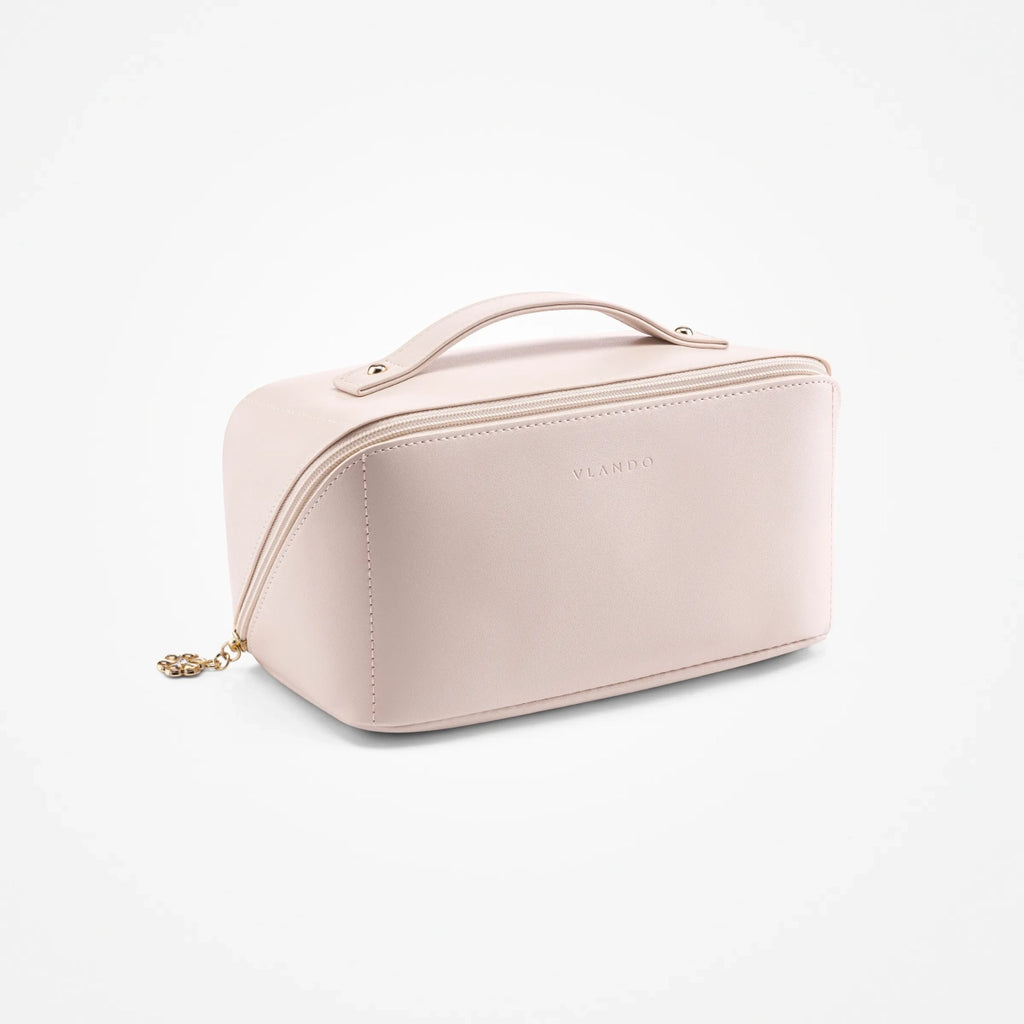 VLANDO Travel Makeup & Toiletry Bag – Large PU Leather Cosmetic Organizer