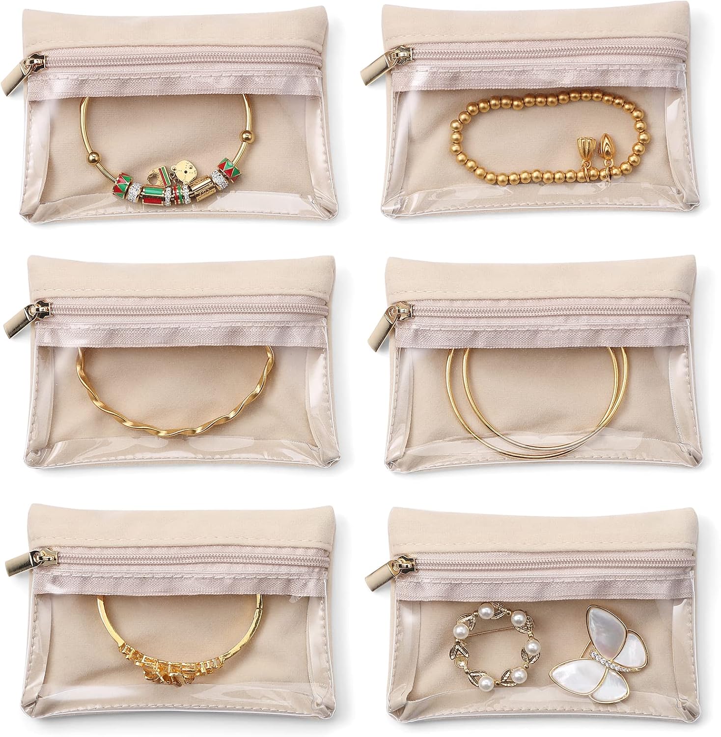 Vlando Travel Jewelry Organizer Set with Zipper and Velvet Lining