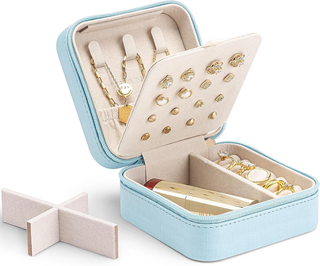 VLANDO Macaron‑Ear Stud Plate Macaron Regular – Small Portable Travel Jewelry Box Organizer