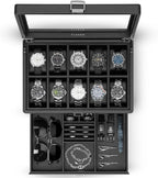 VLANDO lockable watch box, three-quarter view for organized storage