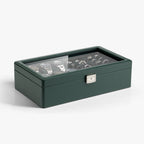 VLANDO Large 6-Slot Lockable Watch Box Organizer with Glass Lid & Accessory Storage