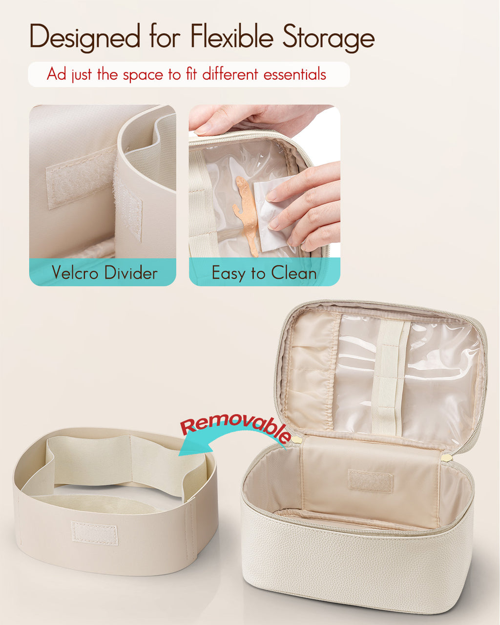 VLANDO Naifu Travel Makeup Bag | Portable Large‑Capacity Cosmetic Organizer for Women