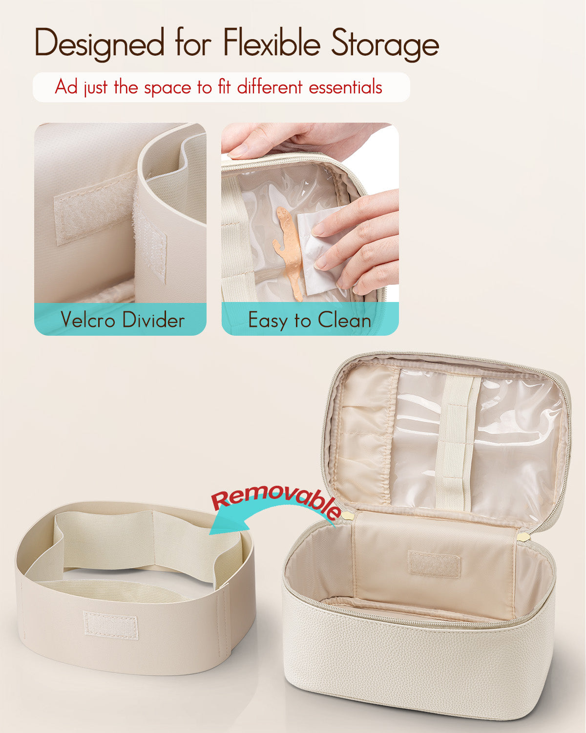 VLANDO Naifu Travel Makeup Bag | Portable Large‑Capacity Cosmetic Organizer for Women