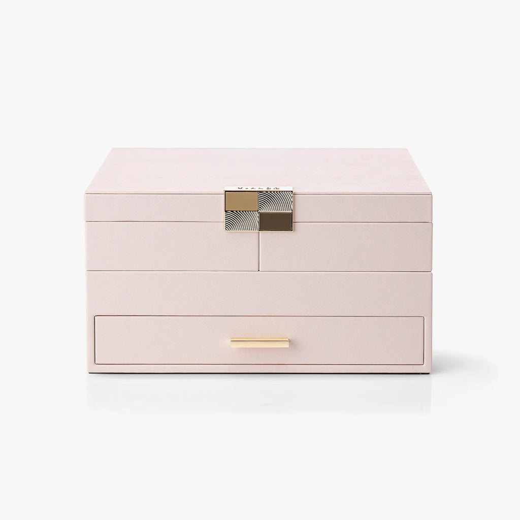 VLANDO Quiet Luxe 3-Layer Jewelry Box Organizer with Retractable Tray