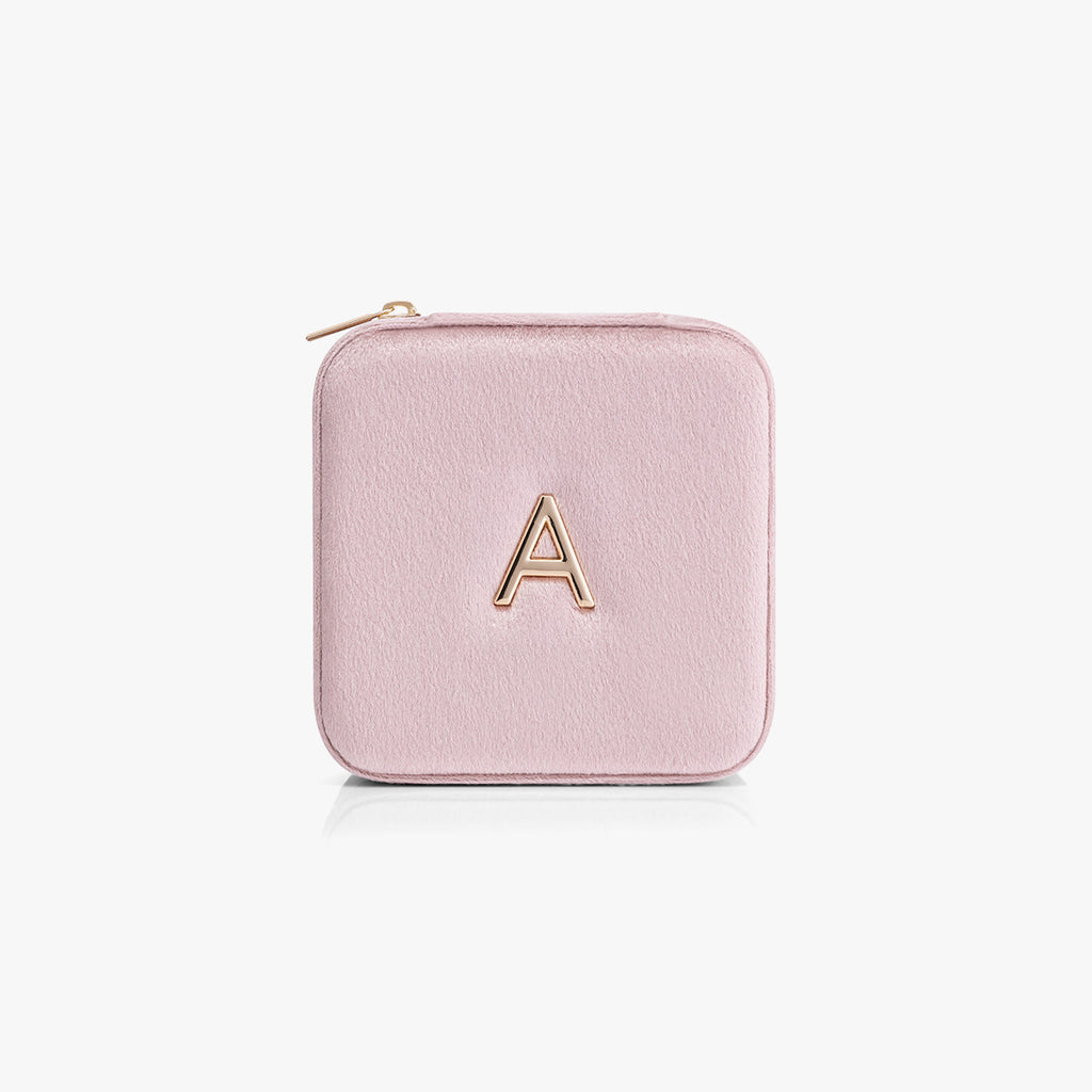 VLANDO Travel Ritual Initial Jewelry Case – Mini Travel Jewelry Organizer with Mirror