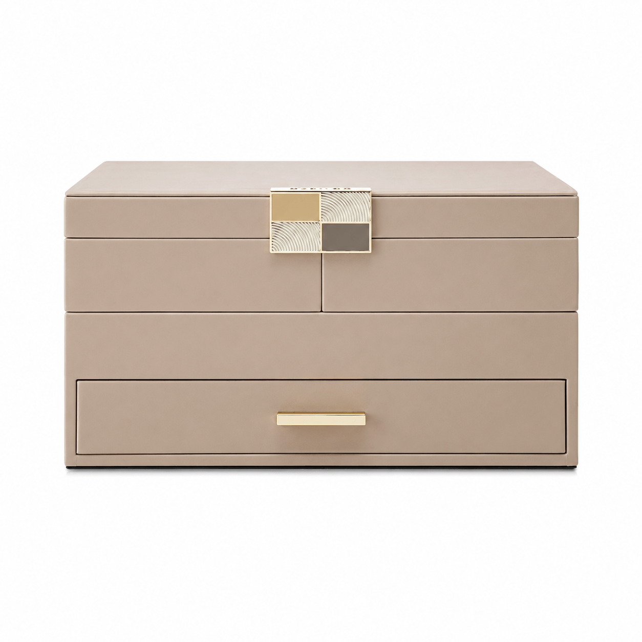 VLANDO Quiet Luxe 3-Layer Jewelry Box Organizer with Retractable Tray