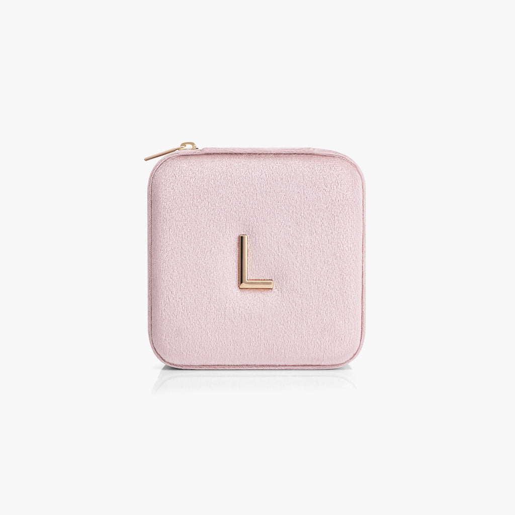 VLANDO Travel Ritual Initial Jewelry Case – Mini Travel Jewelry Organizer with Mirror