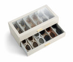 2-Layer Sunglasses Organizer Box with Glass Lid & Drawers
