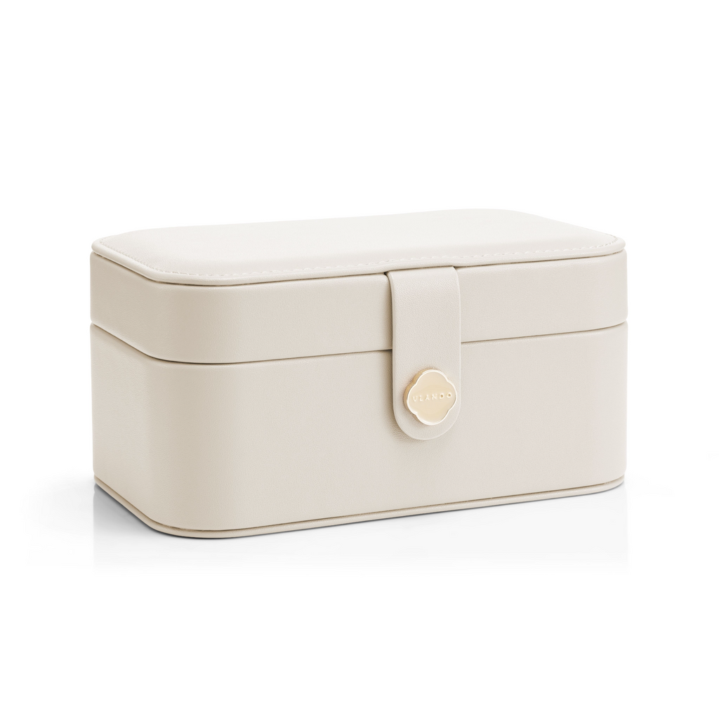 VLANDO Music Box, Travel Jewelry Case, 2‑Layer Jewelry & Earring Box Organizer