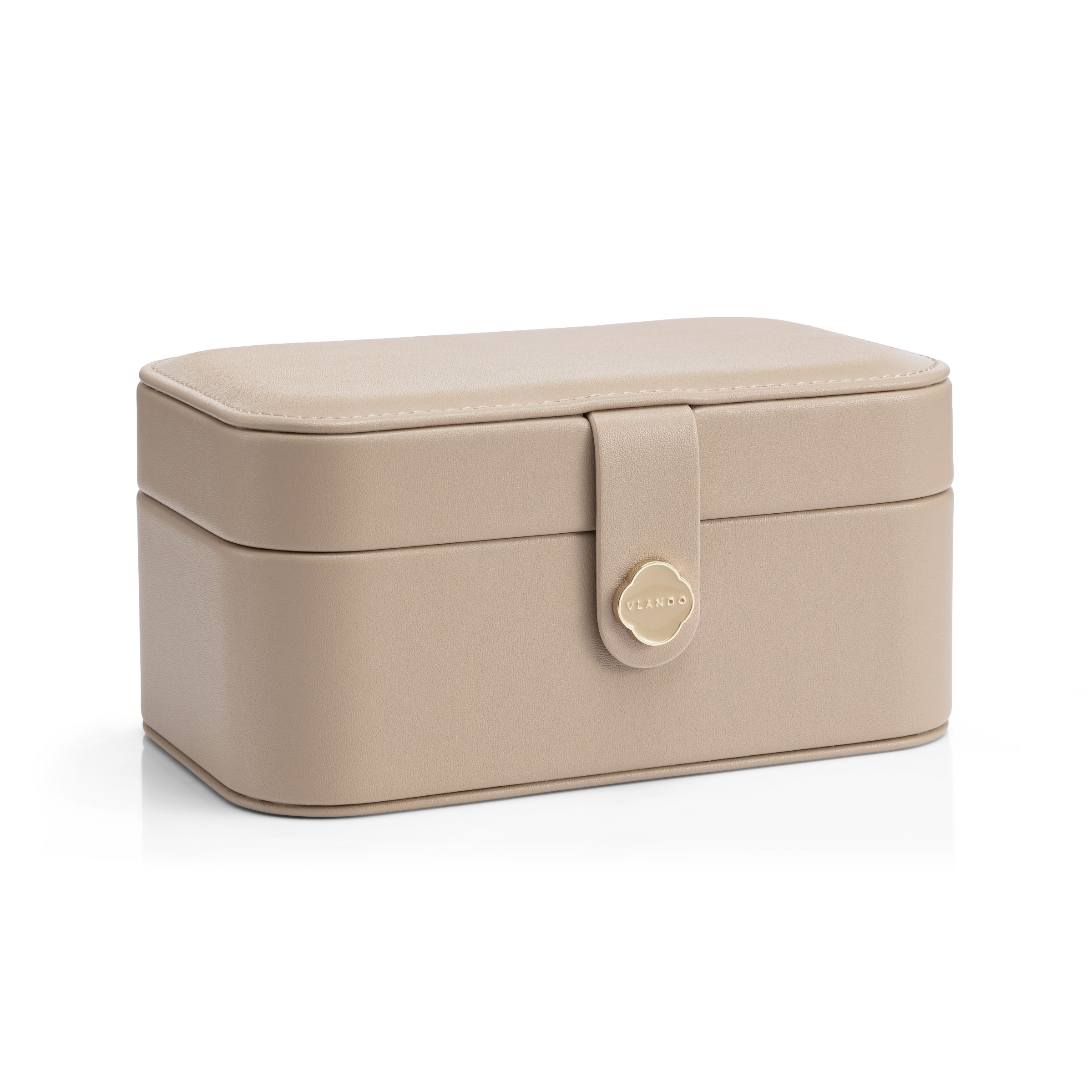 VLANDO Music Box, Travel Jewelry Case, 2‑Layer Jewelry & Earring Box Organizer