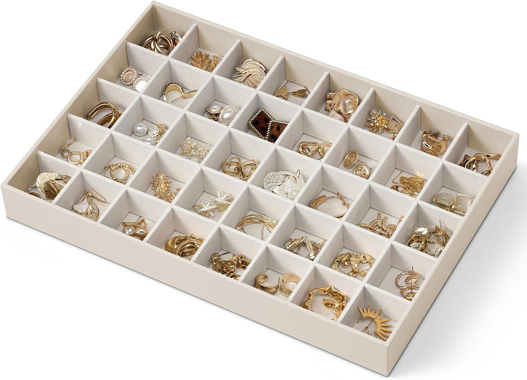 VLANDO Moments Stackable Jewelry Tray Set – 56-Grid, Bracelet, Jewelry & Glasses Tiers