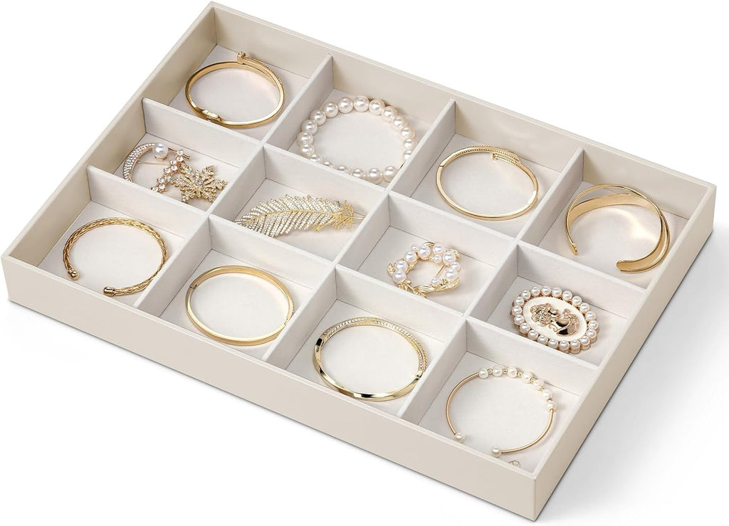 VLANDO Moments Stackable Jewelry Tray Set – 56-Grid, Bracelet, Jewelry & Glasses Tiers