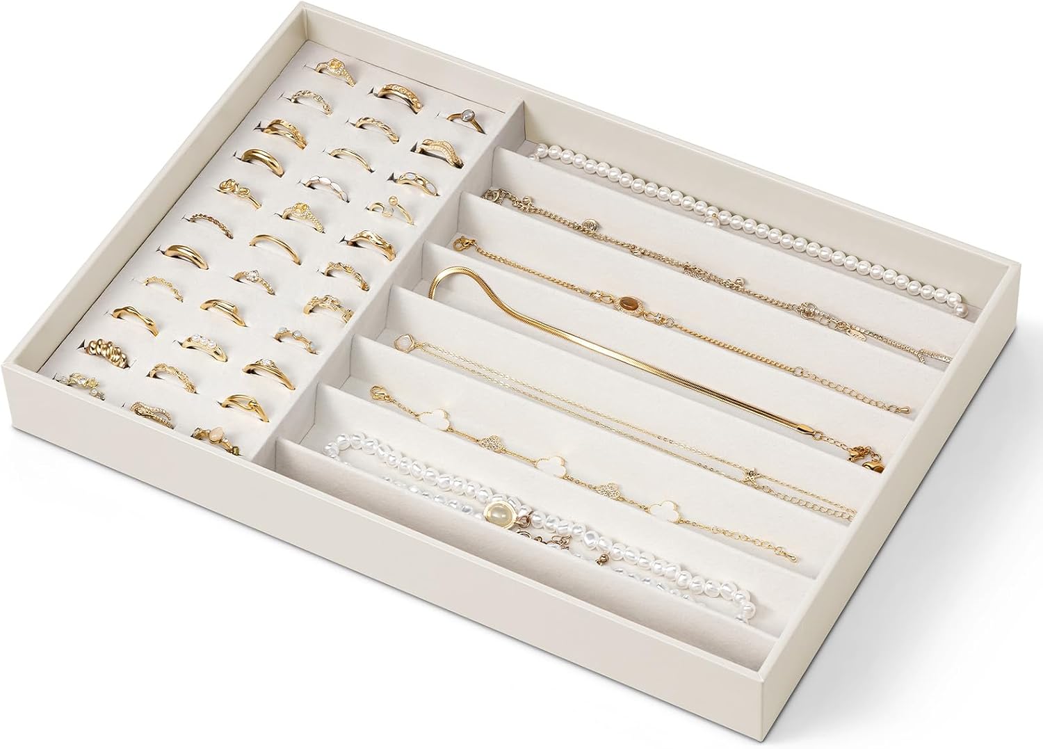 VLANDO Moments Stackable Jewelry Tray Set – 56-Grid, Bracelet, Jewelry & Glasses Tiers