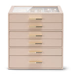 VLANDO Quiet Luxe 6-Layer Glass Lid Jewelry Box Organizer