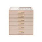 VLANDO Cinderella 6-Drawer Quiet Luxe Jewelry Box Organizer with Glass Lid