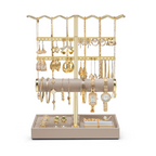VLANDO 3-Tier Wave Jewelry Organizer Stand with Necklace Hooks, Earring Rack & Bracelet Bar