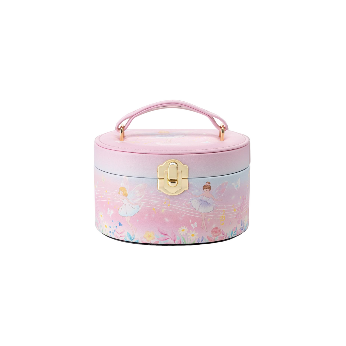 VLANDO Semicircular Musical Box Musical Jewelry Box for Girls – Spinning Ballerina, Lockable Jewelry Case & Mirror