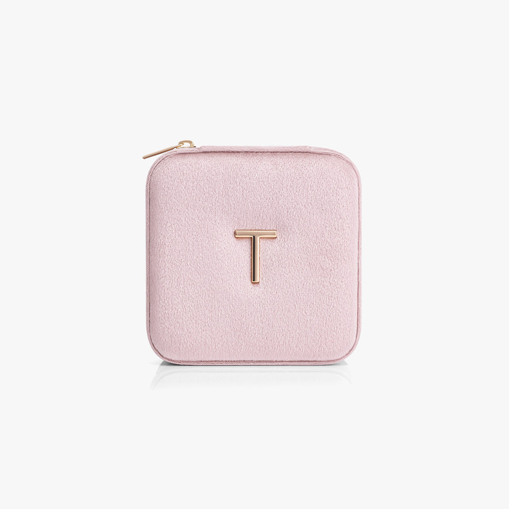 VLANDO Travel Ritual Initial Jewelry Case – Mini Travel Jewelry Organizer with Mirror